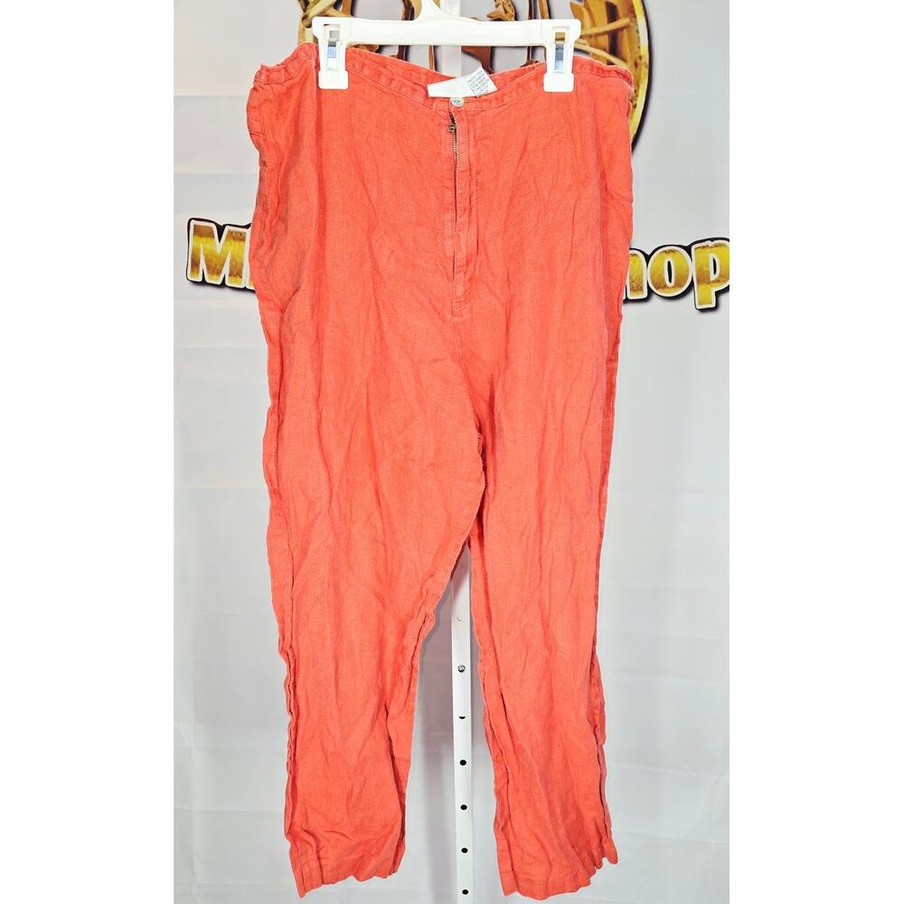 Chico's Design Orange 100% Linen Pull-On Pants - Size 3